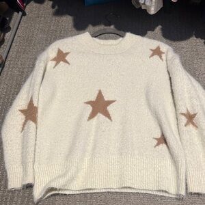 Star Pattern Cream Sweater